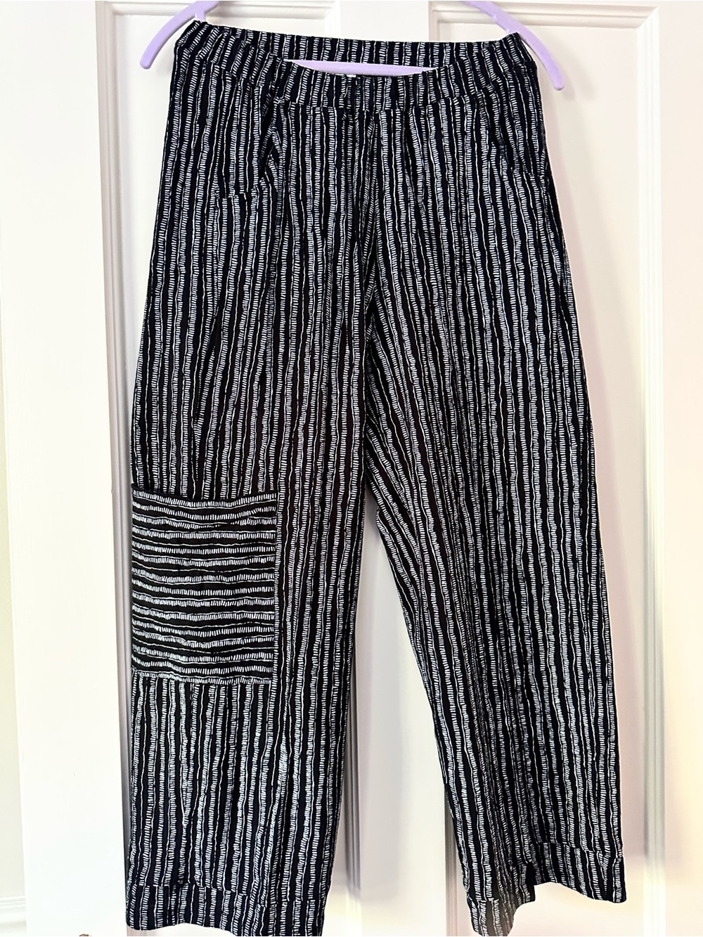 Escape by Habitat Black & White Striped Wide-Leg Pants